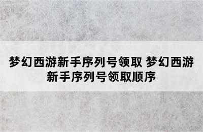 梦幻西游新手序列号领取 梦幻西游新手序列号领取顺序